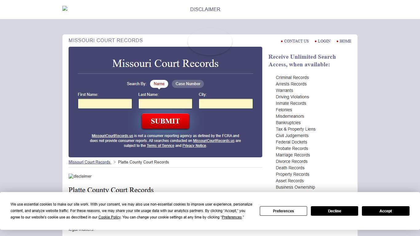Platte County Court Records MissouriCourtRecords.us
